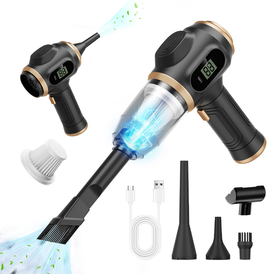 Black Portable Wireless Car Vacuum Cleaner – Powerful Suction for Car and Home Use with Dual-Function Air Blower(1500MHA) - Image 1