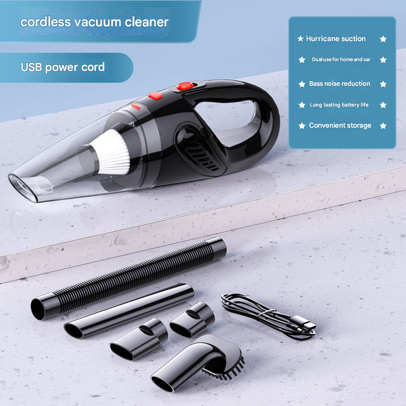Black Portable Cordless Vacuum Cleaner – High-Power Lithium Battery with Strong Suction for Car and Home Use - Image 1