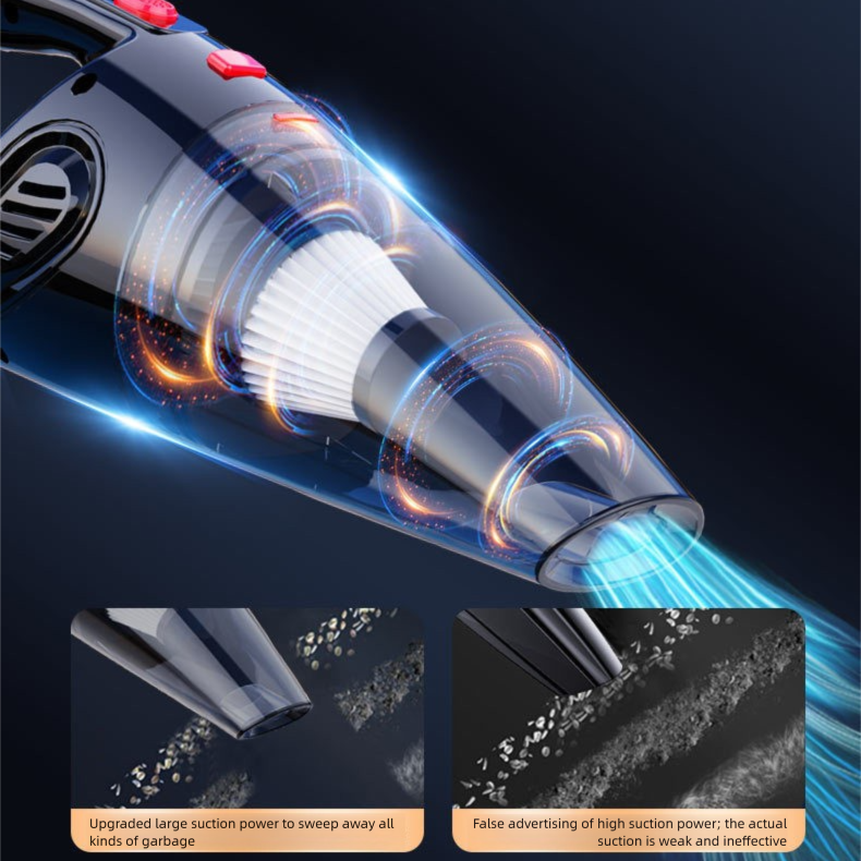 Black Portable Cordless Vacuum Cleaner – High-Power Lithium Battery with Strong Suction for Car and Home Use - Image 6