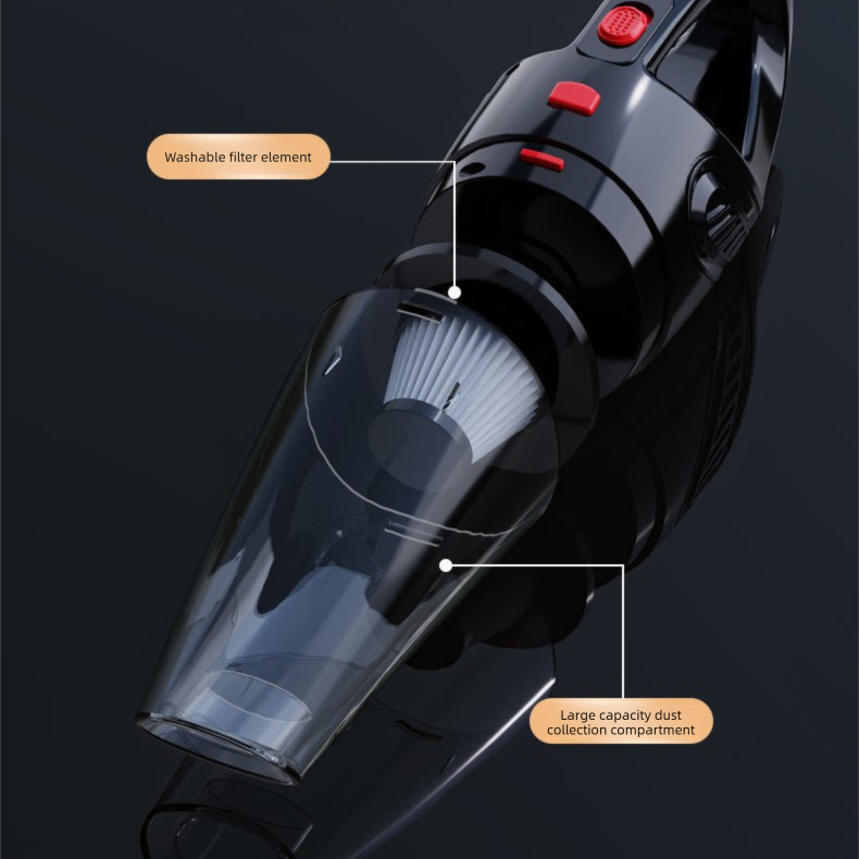 Piano lacquer black Portable Cordless Vacuum Cleaner – High-Power Lithium Battery with Strong Suction for Car and Home Use - Image 2