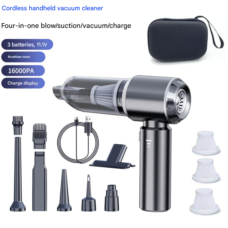Gun Black Wireless Handheld Vacuum Cleaner with Blow, Suck, Inflate, and Pump Functions – Brushless Motor, Type-C Charging, 6000mAh Battery - Image 1