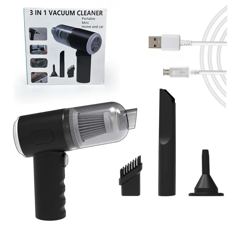 Black High-Power Cordless Handheld Vacuum Cleaner – Compact, Rechargeable, and Portable for Home, Car, and Desk Use - Image 1
