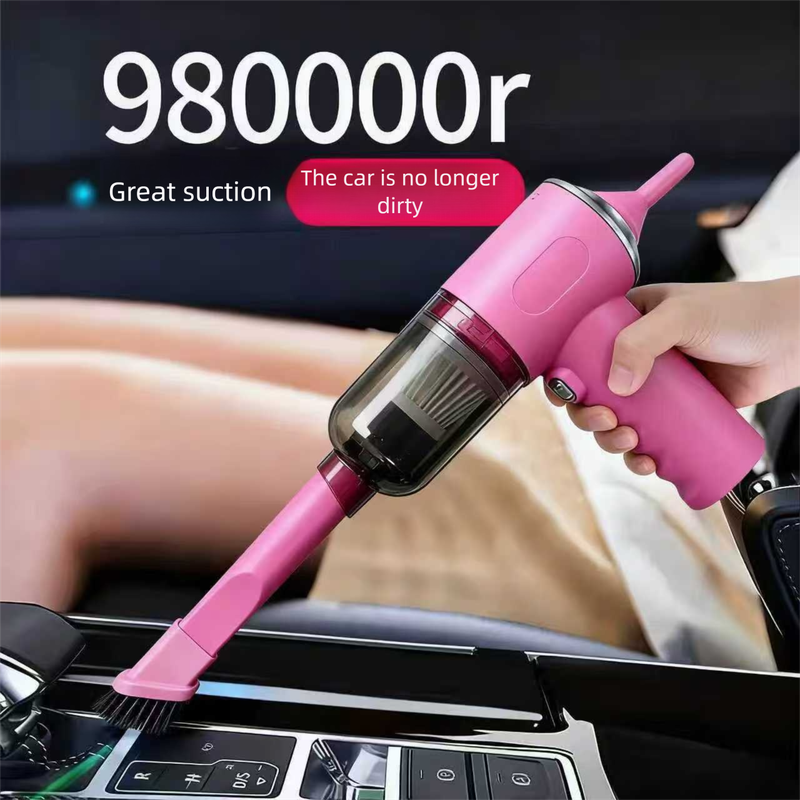 Pink High-Power Cordless Handheld Vacuum Cleaner – Compact, Rechargeable, and Portable for Home, Car, and Desk Use - Image 1