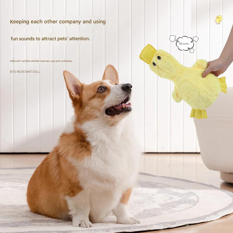 2-Pack Yellow Plush Duck Dog Toy with Sound, Soft Fur and Squeaker for Teething & Dental Care – Durable Chew Toy for Dogs - Image 3