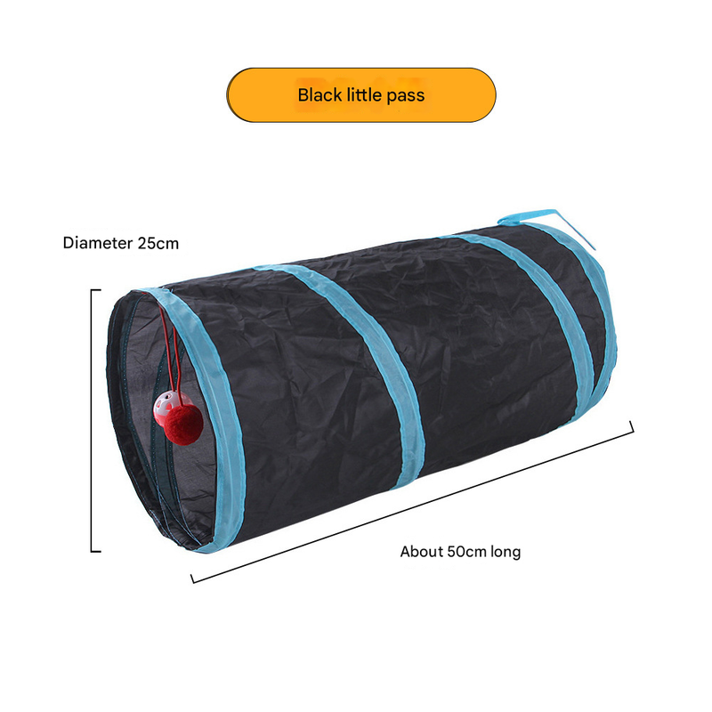 Black Little Pass Cat Tunnel Play Set with Collapsible Design, Interactive Ball & Durable Fabric – Ideal for Indoor Cats to Exercise and Explore - Image 1