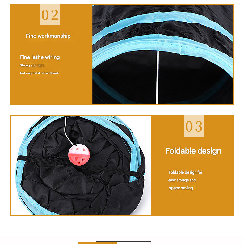 Black T-bar Cat Tunnel Play Set with Collapsible Design, Interactive Ball & Durable Fabric – Ideal for Indoor Cats to Exercise and Explore - Image 4