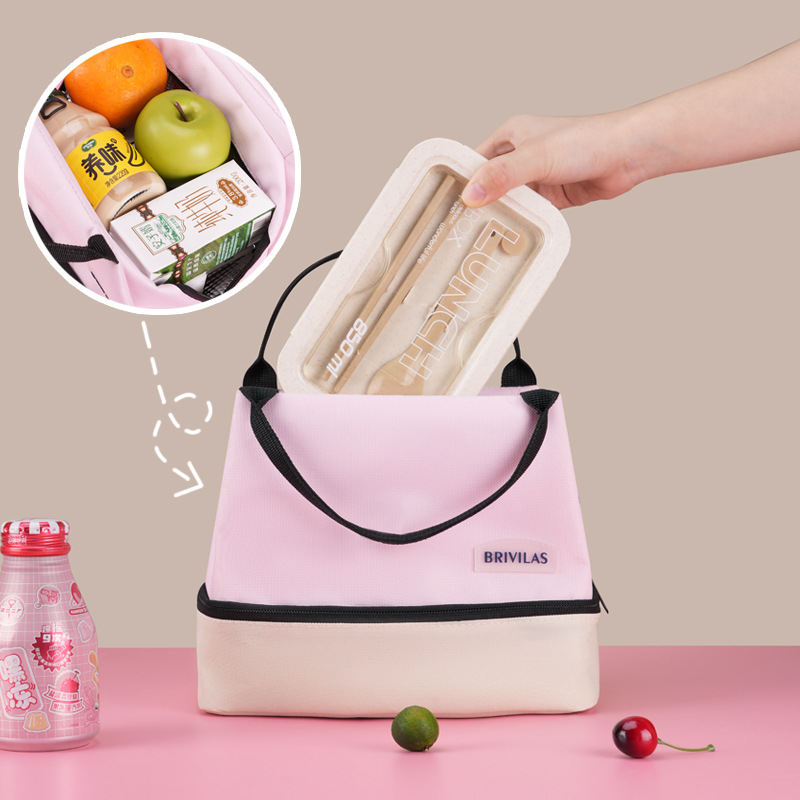 Blue Double-Layer Insulated Lunch Bag with Aluminum Foil Lining, Thermal Food Carrier for Hot & Cold Meals – Large Capacity, Reusable & Easy to Clean - Image 2
