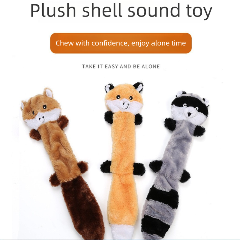 2-Pack Yellow Squirrel Identical Plush Pet Toys with Squeaker – Durable Fur-Textured Chew Toys for Dogs, Ideal for Teething, Play & Stress Relief - Image 2