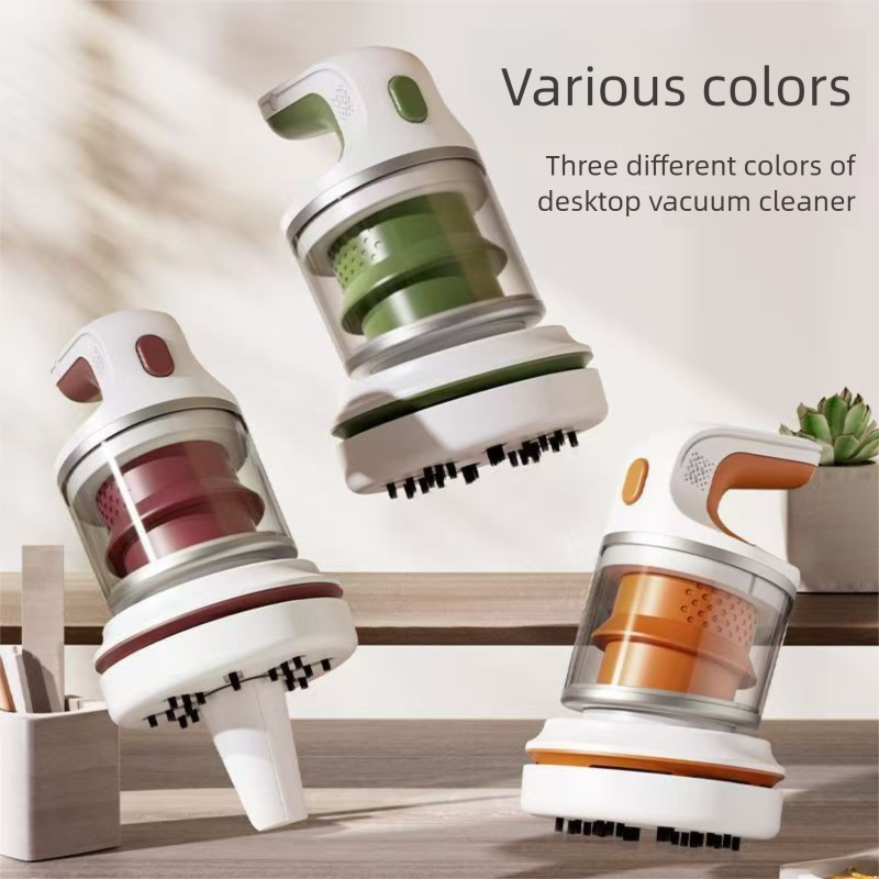 Green Compact Desktop Vacuum Cleaner – Cordless Handheld Dust Remover for Office, Keyboard, Car & Home Use with Dual Suction Modes and USB Charging - Image 5