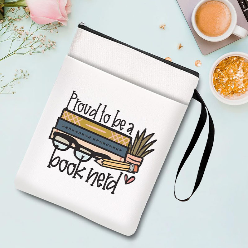 Book nerd Zippered Book Sleeve with Printed Design – Waterproof Protective Cover for Books, Ideal for Readers and Students with Extra Pocket & Carry Strap - Image 1