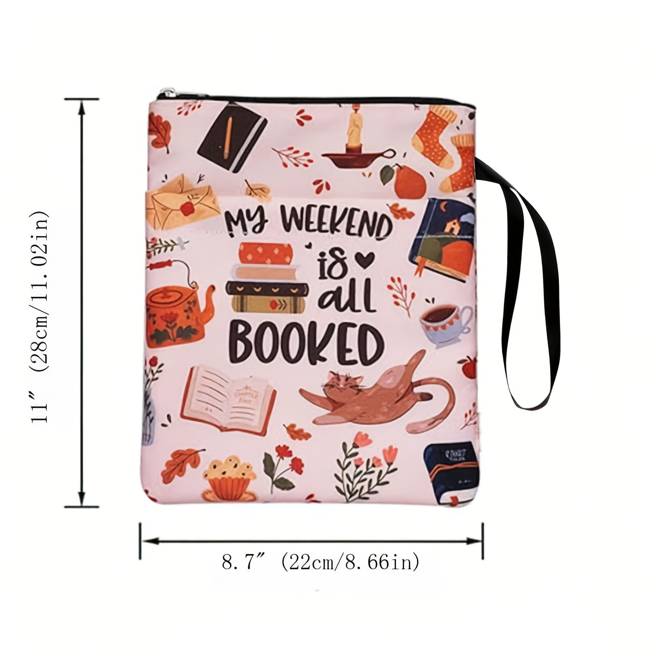 Daisy Zippered Book Sleeve with Printed Design – Waterproof Protective Cover for Books, Ideal for Readers and Students with Extra Pocket & Carry Strap - Image 6