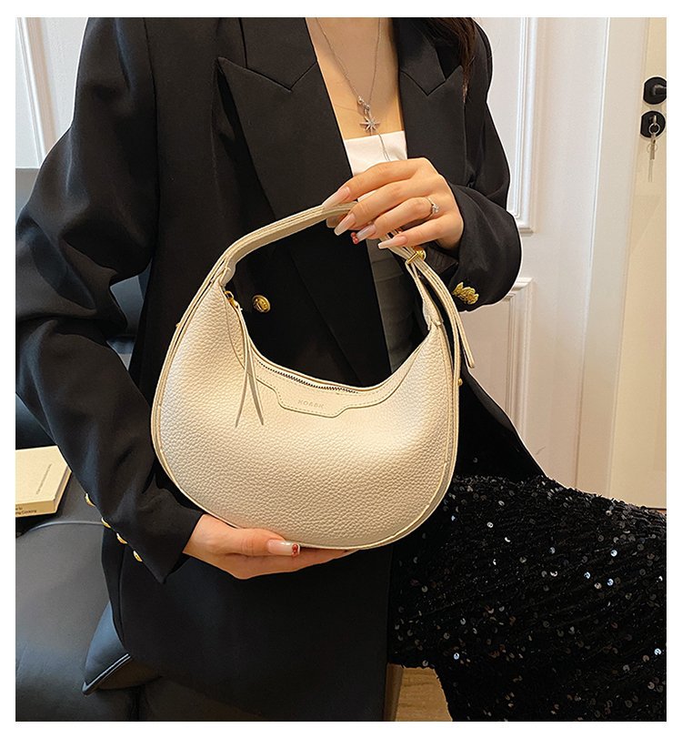 White Women's New Fashion Crescent Bag – Stylish Single Shoulder Crossbody Handbag with Wear-Resistant Base and Smooth Zipper, Perfect for Casual & Daily Use - Image 1