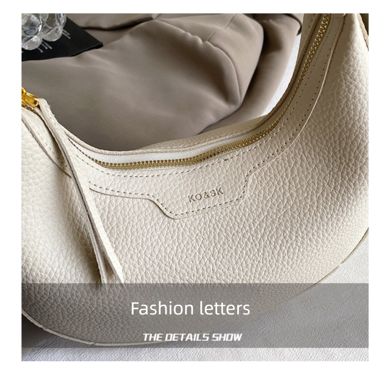White Women's New Fashion Crescent Bag – Stylish Single Shoulder Crossbody Handbag with Wear-Resistant Base and Smooth Zipper, Perfect for Casual & Daily Use - Image 3