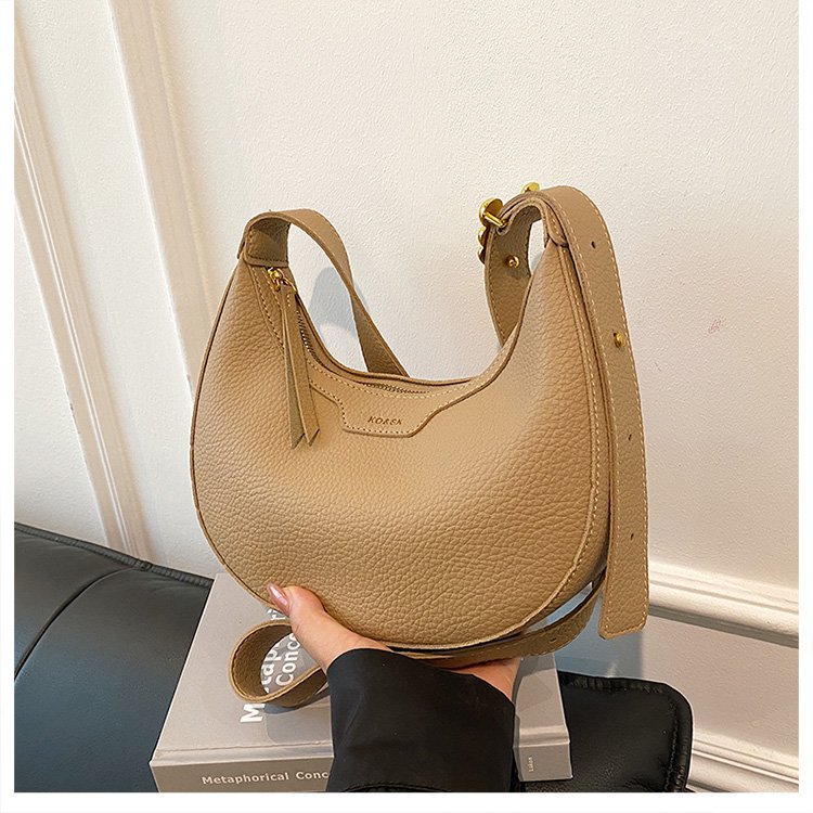 Khaki Women's New Fashion Crescent Bag – Stylish Single Shoulder Crossbody Handbag with Wear-Resistant Base and Smooth Zipper, Perfect for Casual & Daily Use - Image 1