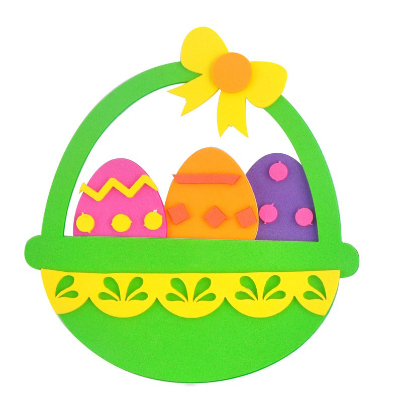 5-Pack Green Easter egg Easter EVA Craft Basket Kit – DIY Creative Art & Craft Supplies for Kids, Perfect for Parent-Child Activities and Holiday Decorations - Image 1