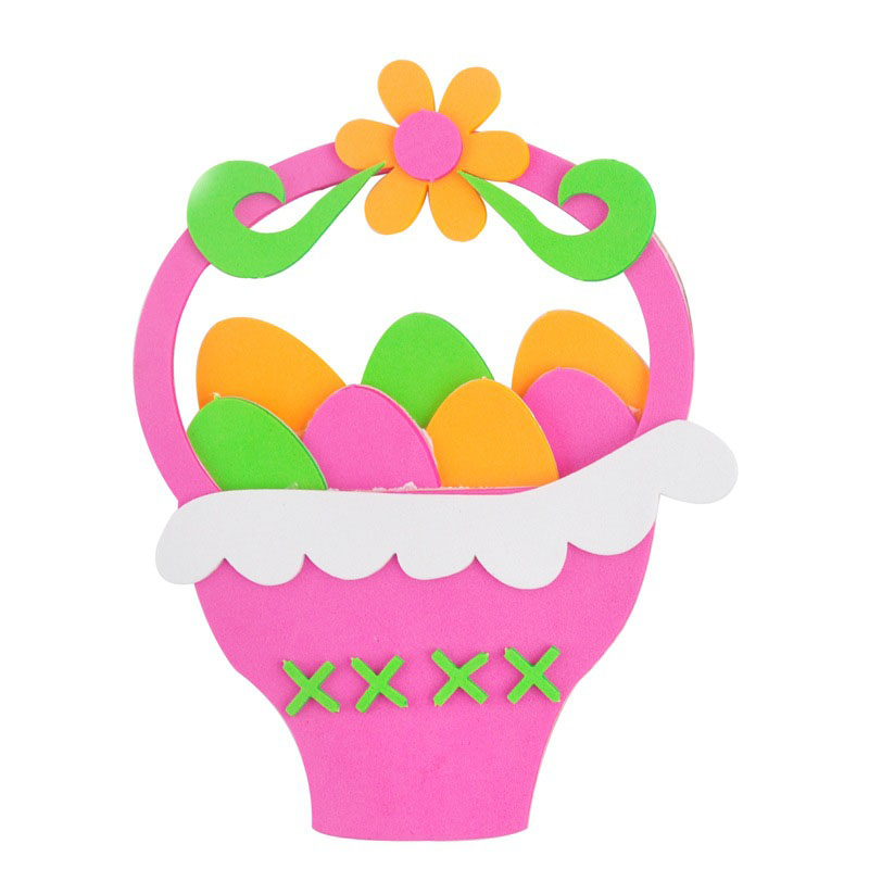 5-Pack Rose red Easter egg Easter EVA Craft Basket Kit – DIY Creative Art & Craft Supplies for Kids, Perfect for Parent-Child Activities and Holiday Decorations - Image 1