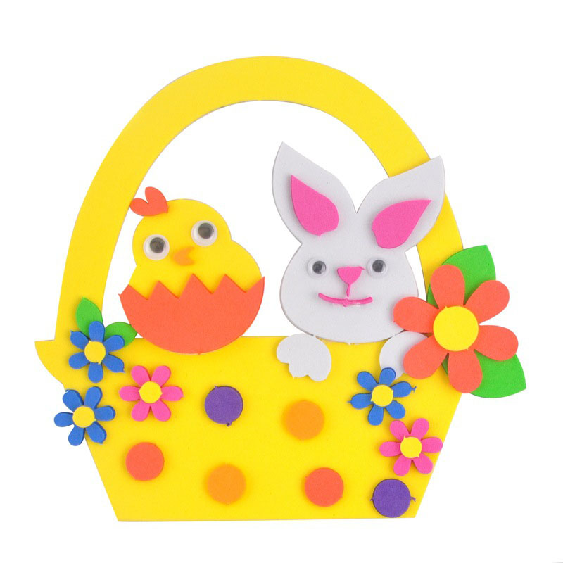 5-Pack The Chick and the Rabbit Easter EVA Craft Basket Kit – DIY Creative Art & Craft Supplies for Kids, Perfect for Parent-Child Activities and Holiday Decorations - Image 1