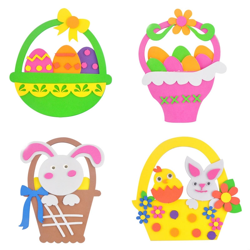 4-Pack Easter EVA Craft Basket Kit – DIY Decorative Set for Kids, Perfect for Holiday Crafts, Classroom Activities & Parent-Child Projects - Image 1