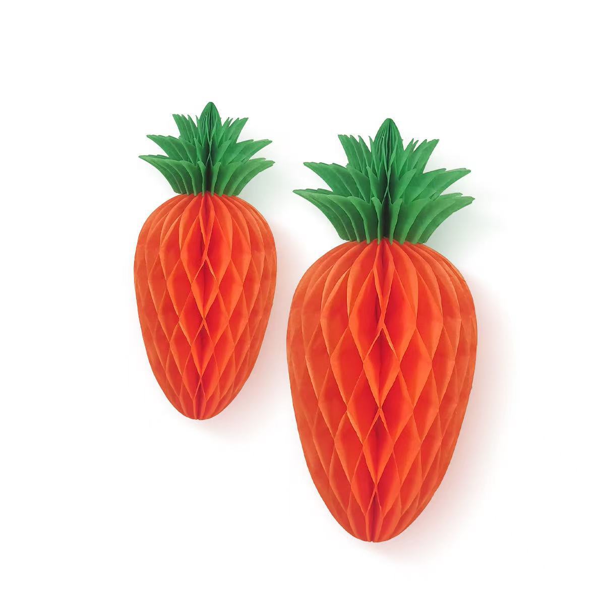 Easter Carrot Honeycomb Decorations – 10-Piece Set with 5 x 15cm and 5 x 20cm Paper Carrots, Hanging Ornaments for Party and Home Decoration - Image 1