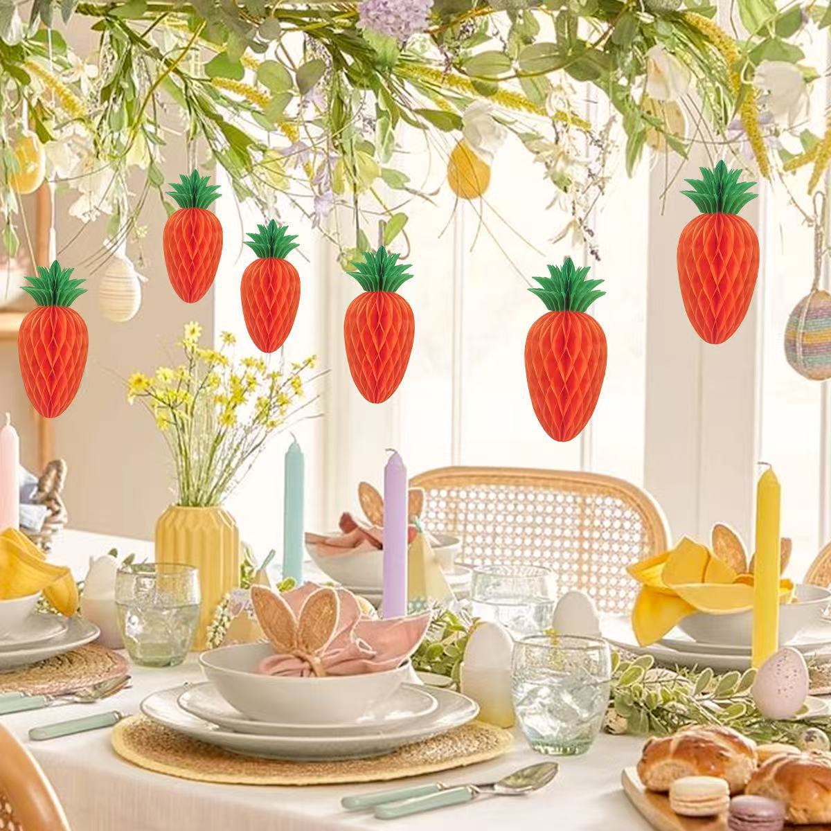 Easter Carrot Honeycomb Decorations – 10-Piece Set with 5 x 15cm and 5 x 20cm Paper Carrots, Hanging Ornaments for Party and Home Decoration - Image 4