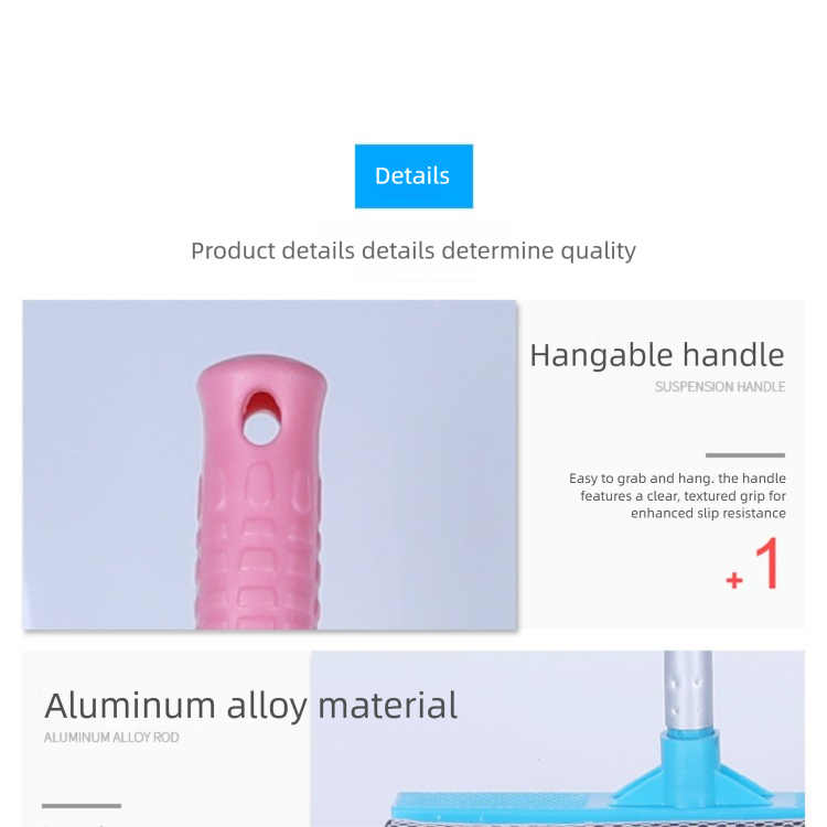 Blue Home Window Cleaner – Adjustable Aluminum Alloy Glass Scraper with Dual-Sided Sponge and Rubber Blade, Easy-to-Use Window Cleaning Tool - Image 2