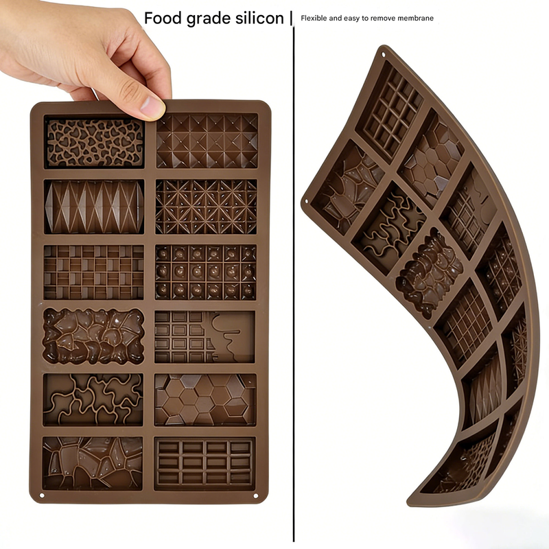 2-Piece Dubai Rectangle Chocolate Silicone Mold Set – Food-Grade, Easy Release, Heat-Resistant Baking Molds for Chocolate, Candy, and Cake(Chocolate bars) - Image 4