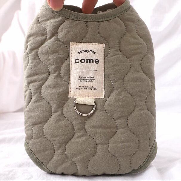 Green Winter Dog Vest for Small and Medium Breeds – Thickened Warm Quilted Coat with Soft Fleece Lining, Adjustable Fit for Dogs and Cats(Size: XL) - Image 1