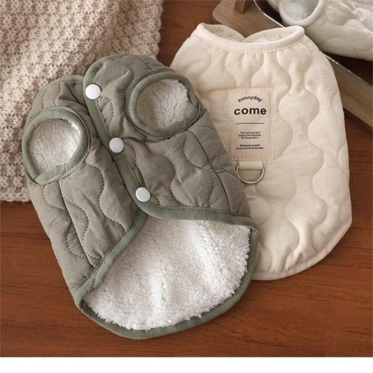 Green Winter Dog Vest for Small and Medium Breeds – Thickened Warm Quilted Coat with Soft Fleece Lining, Adjustable Fit for Dogs and Cats(Size: XL) - Image 3