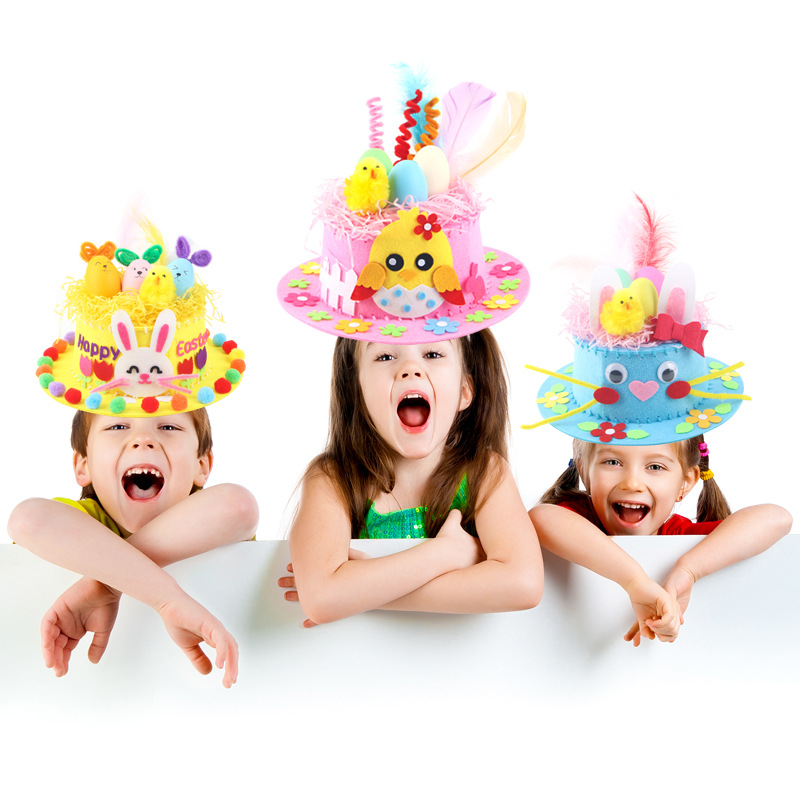Orange DIY Easter Hat Craft Kit – Kids’ Handmade Decoration Set with Accessories for Easter Parties, School Activities and Home Crafts - Image 3