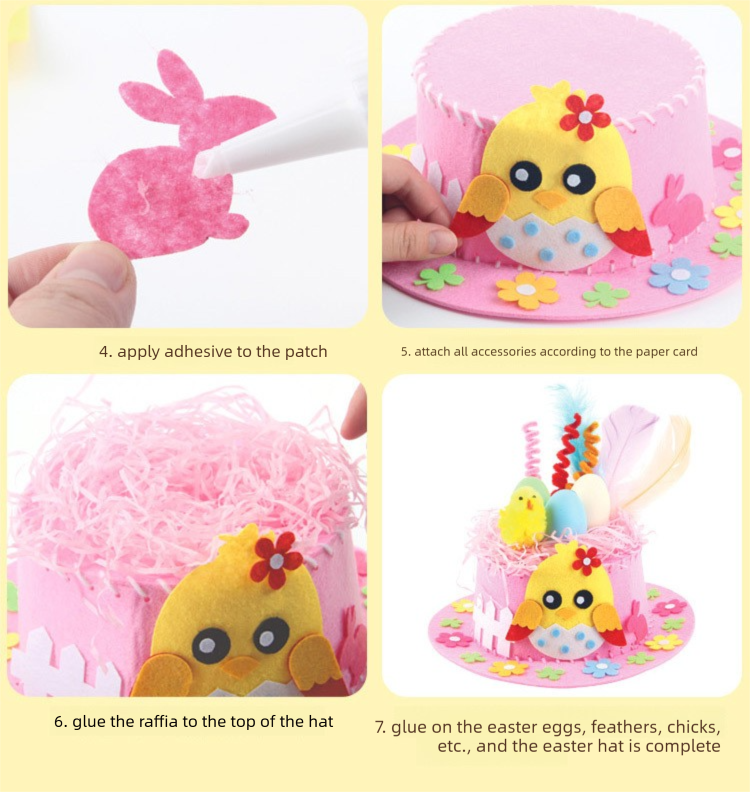 Orange DIY Easter Hat Craft Kit – Kids’ Handmade Decoration Set with Accessories for Easter Parties, School Activities and Home Crafts - Image 4