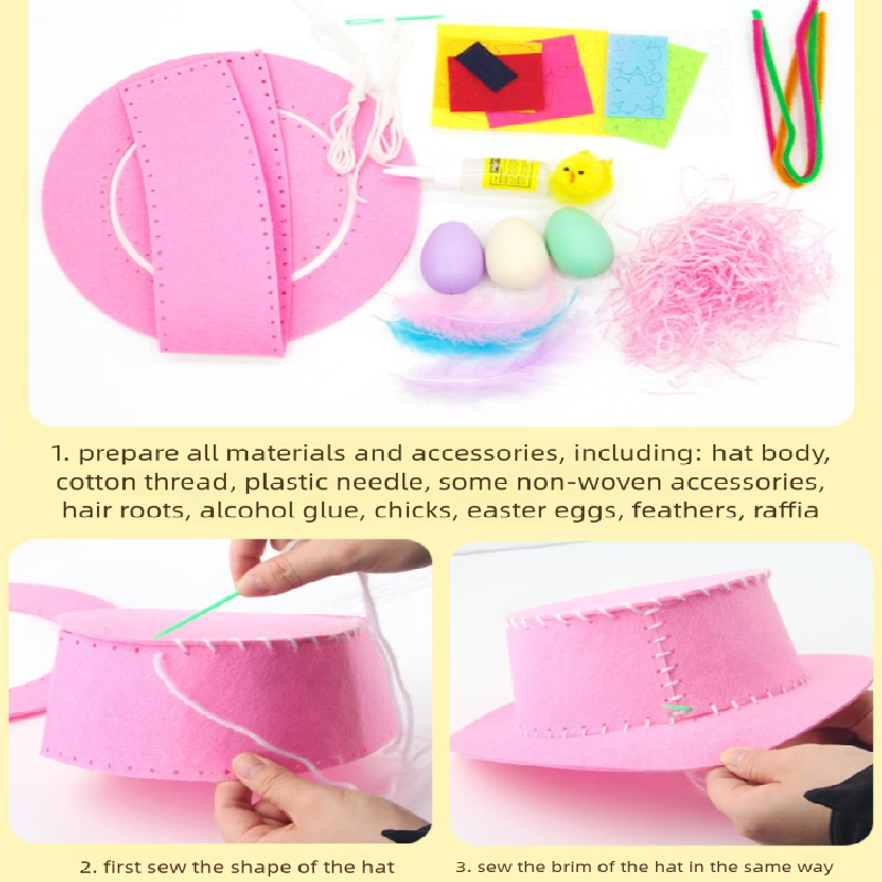 Blue DIY Easter Hat Craft Kit – Kids’ Handmade Decoration Set with Accessories for Easter Parties, School Activities and Home Crafts - Image 5