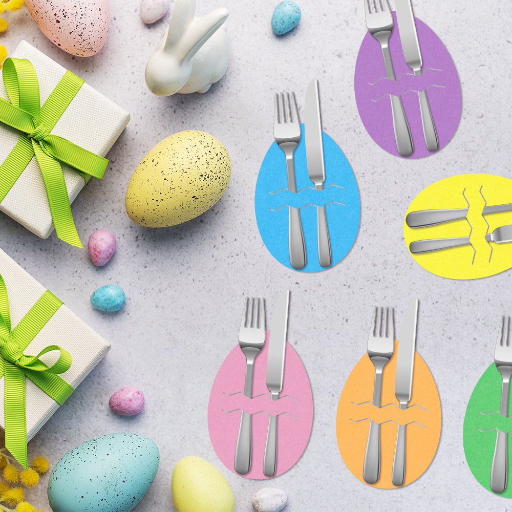 Rabbit 18-Piece Easter Cutlery Holders Set – 3 Identical Sets of 6, Festive Tableware Decor for Holiday Dining and Party Use - Image 4