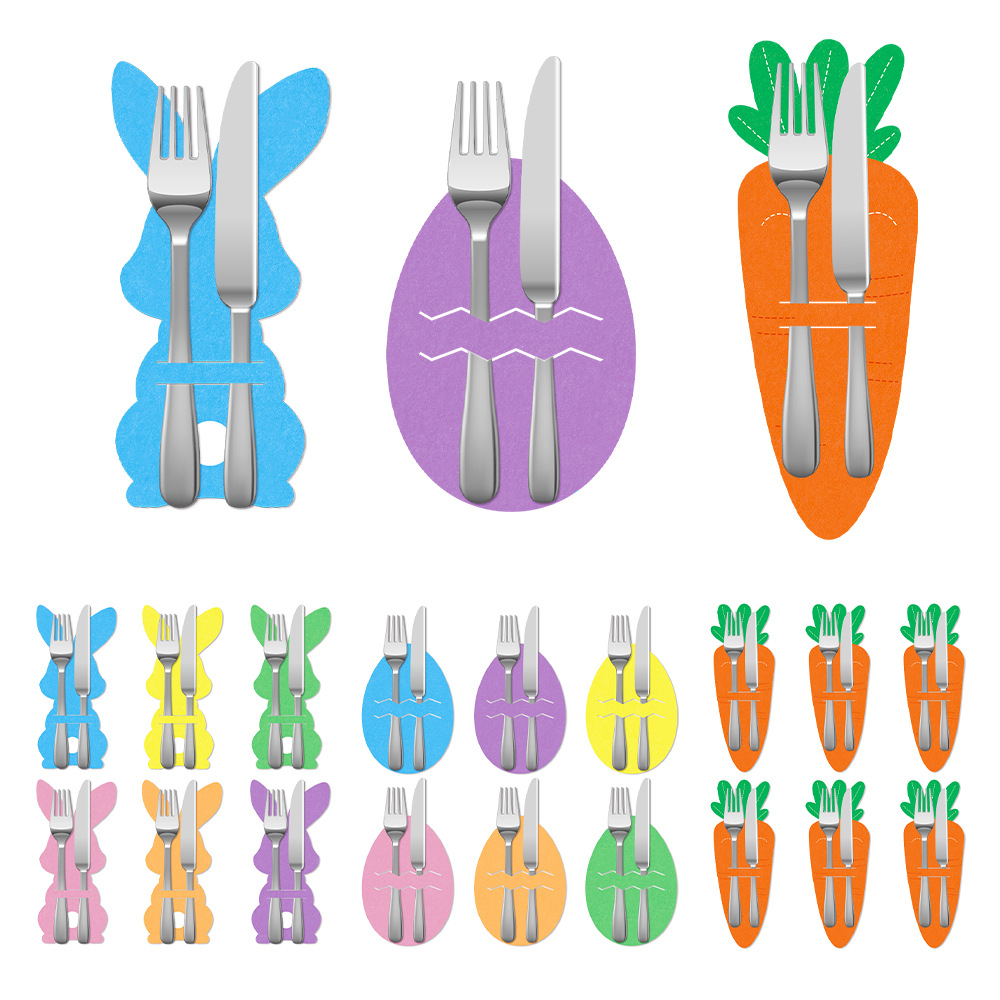 Easter egg 18-Piece Easter Cutlery Holders Set – 3 Identical Sets of 6, Festive Tableware Decor for Holiday Dining and Party Use - Image 2