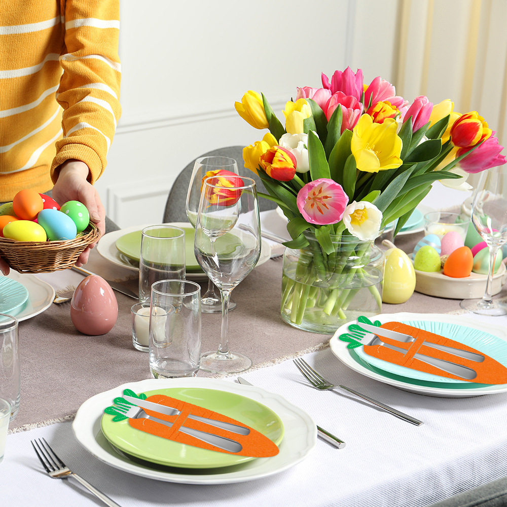 Easter egg 18-Piece Easter Cutlery Holders Set – 3 Identical Sets of 6, Festive Tableware Decor for Holiday Dining and Party Use - Image 3