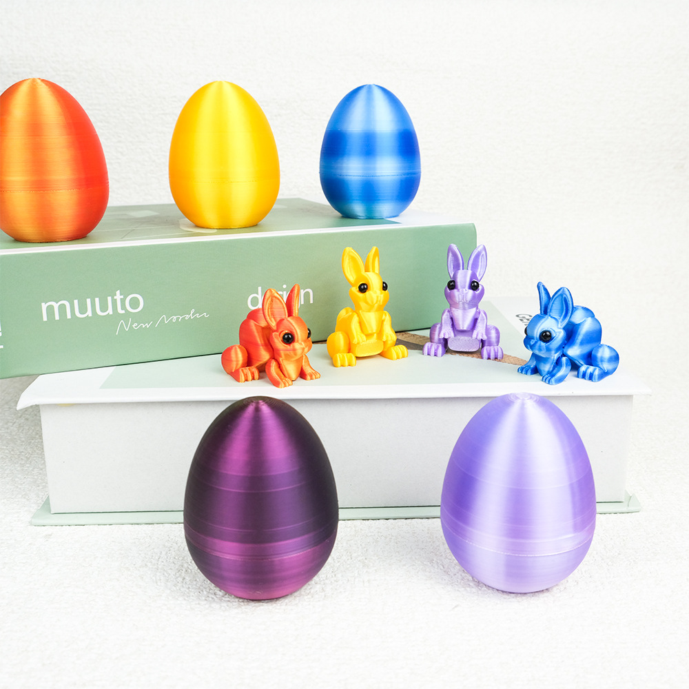 3-Piece Green-to-grey gradient Easter Surprise Egg Set – Identical Interactive Figurines with Hinged Shell, Collectible Holiday Display Toy - Image 2