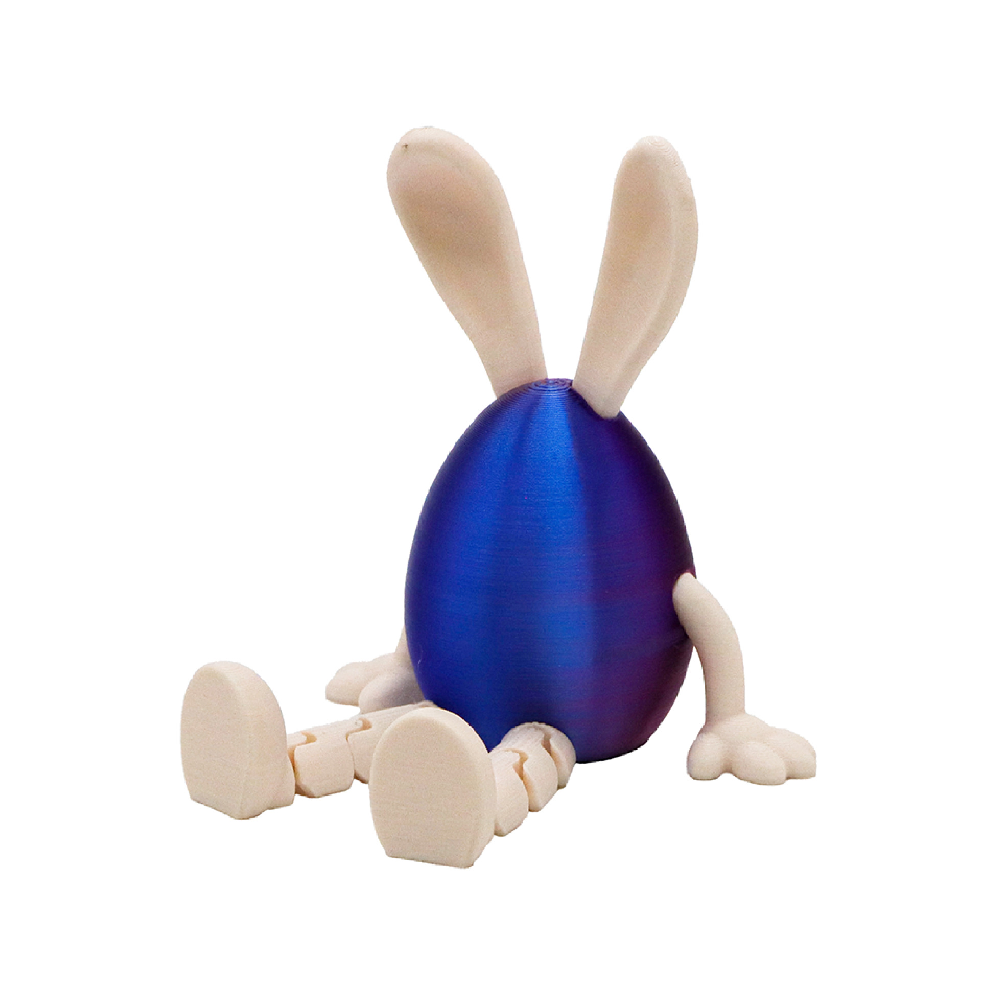 3-Piece Red and blue gradient Easter Figurine Set – Identical Poseable Egg-Shaped Toys for Holiday Display and Interactive Play - Image 1