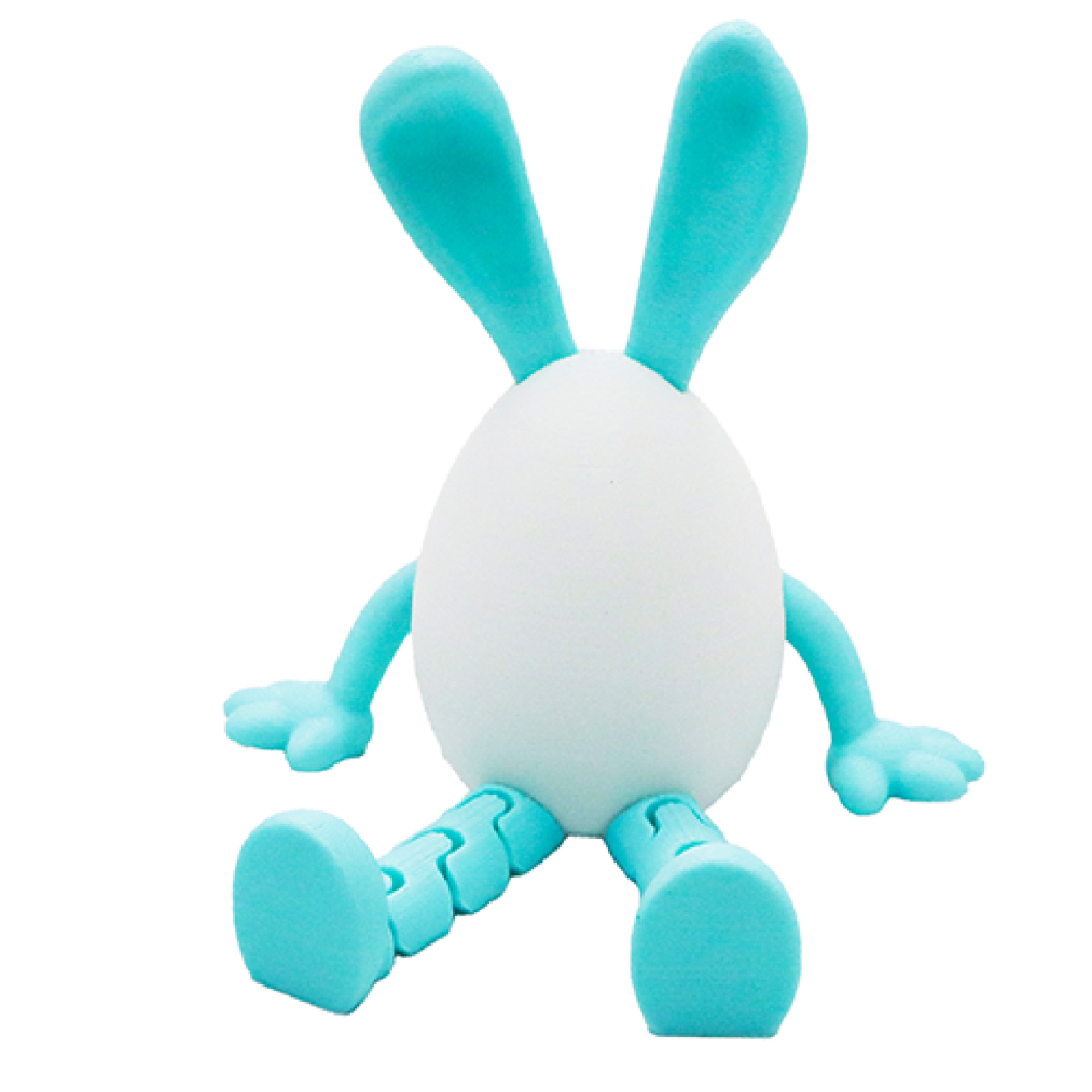 3-Piece Blue rabbit-ear white egg Easter Figurine Set – Identical Poseable Egg-Shaped Toys for Holiday Display and Interactive Play - Image 1