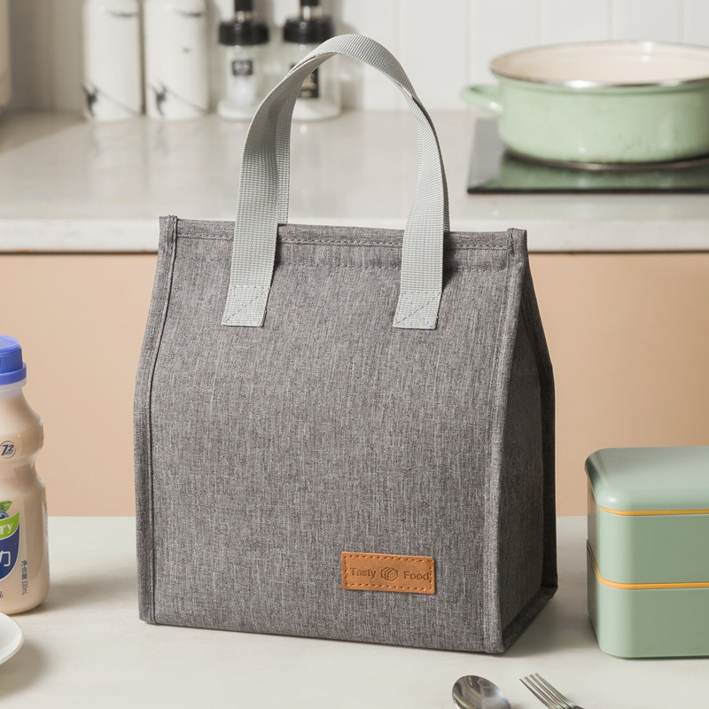 2-Piece Grey Vertical Lunch Tote Set – Compact Insulated Meal Bag with Large Capacity and Durable Handle for Daily Use - Image 1