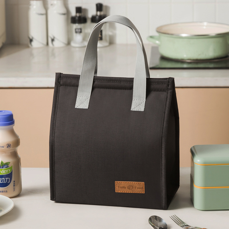 2-Piece Black Vertical Lunch Tote Set – Compact Insulated Meal Bag with Large Capacity and Durable Handle for Daily Use - Image 1