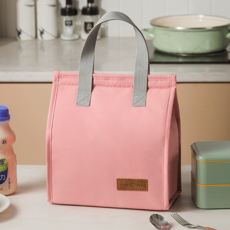 2-Piece Pink Vertical Lunch Tote Set – Compact Insulated Meal Bag with Large Capacity and Durable Handle for Daily Use - Image 1