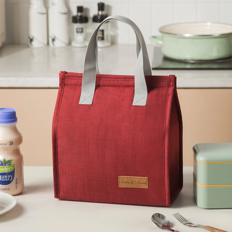 2-Piece Wine red Vertical Lunch Tote Set – Compact Insulated Meal Bag with Large Capacity and Durable Handle for Daily Use - Image 1