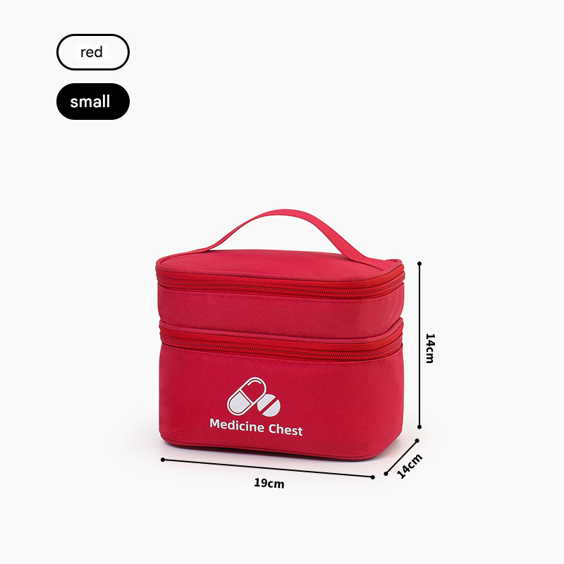 Red Compact Double-Layer Medicine Storage Case – Portable First Aid Organizer for Home, Travel & Emergency Use - Image 1