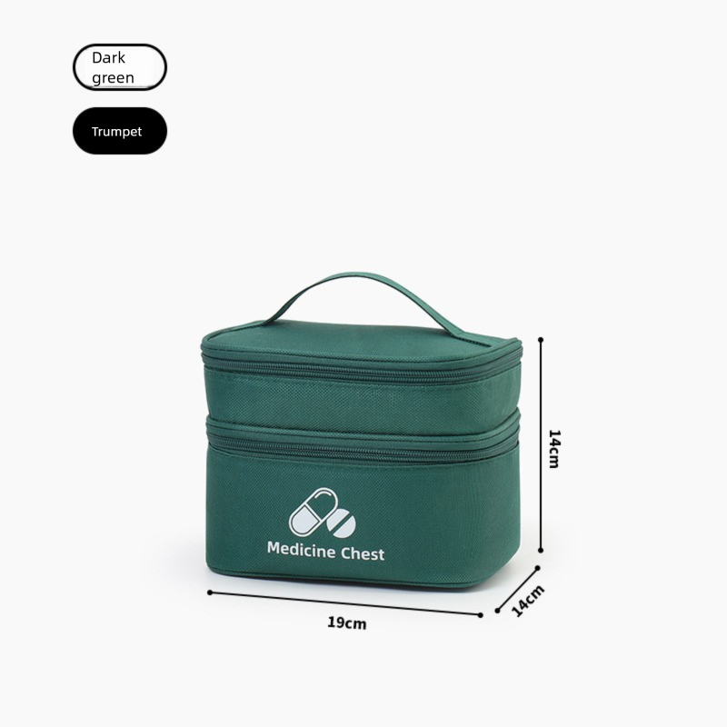 Green Compact Double-Layer Medicine Storage Case – Portable First Aid Organizer for Home, Travel & Emergency Use - Image 1