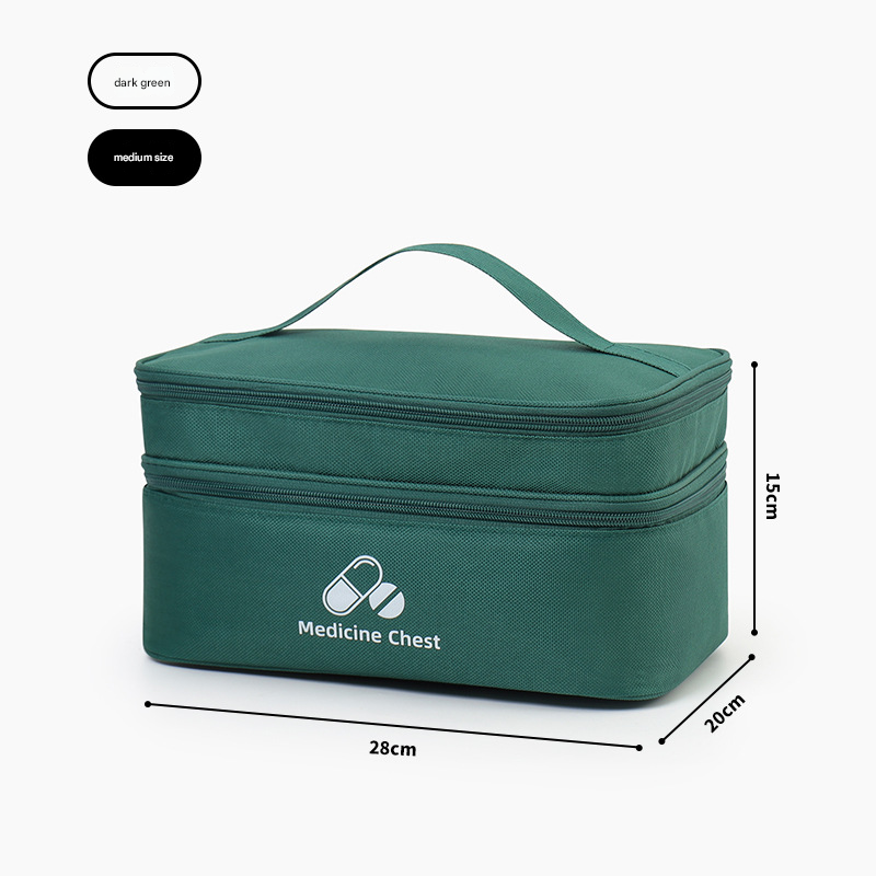 Green Medium Double-Layer Medicine Organizer – Portable First Aid Storage Case with Multiple Compartments for Home & Travel - Image 1