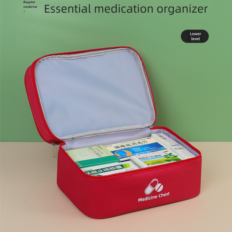 Dark blue Medium Double-Layer Medicine Organizer – Portable First Aid Storage Case with Multiple Compartments for Home & Travel - Image 4