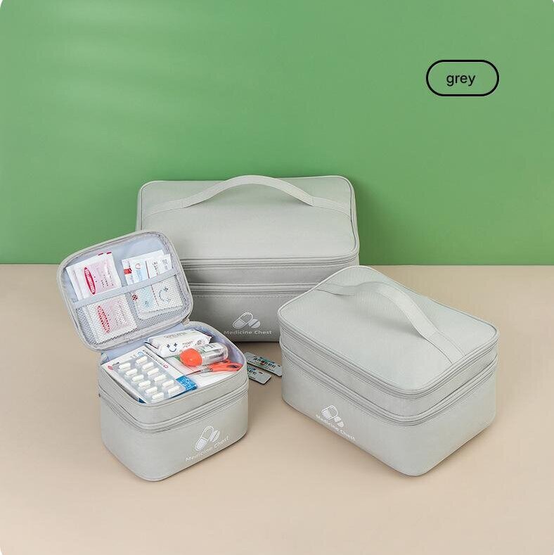 Beige 3-Piece First Aid Organizer Set – Small, Medium & Large Medicine Storage Cases (19/23/35cm) for Home & Travel - Image 1