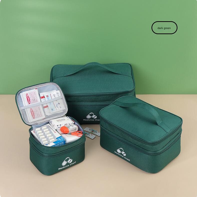 Green 3-Piece First Aid Organizer Set – Small, Medium & Large Medicine Storage Cases (19/23/35cm) for Home & Travel - Image 1