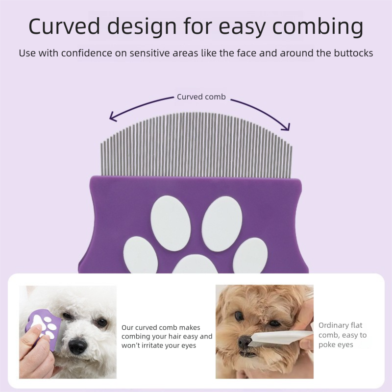 Greenish-gray Pet Grooming Comb – Fine-Toothed Flea Remover with Non-Slip Grip for Cats and Dogs - Image 3