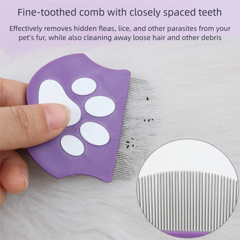 Greenish-gray Pet Grooming Comb – Fine-Toothed Flea Remover with Non-Slip Grip for Cats and Dogs - Image 4