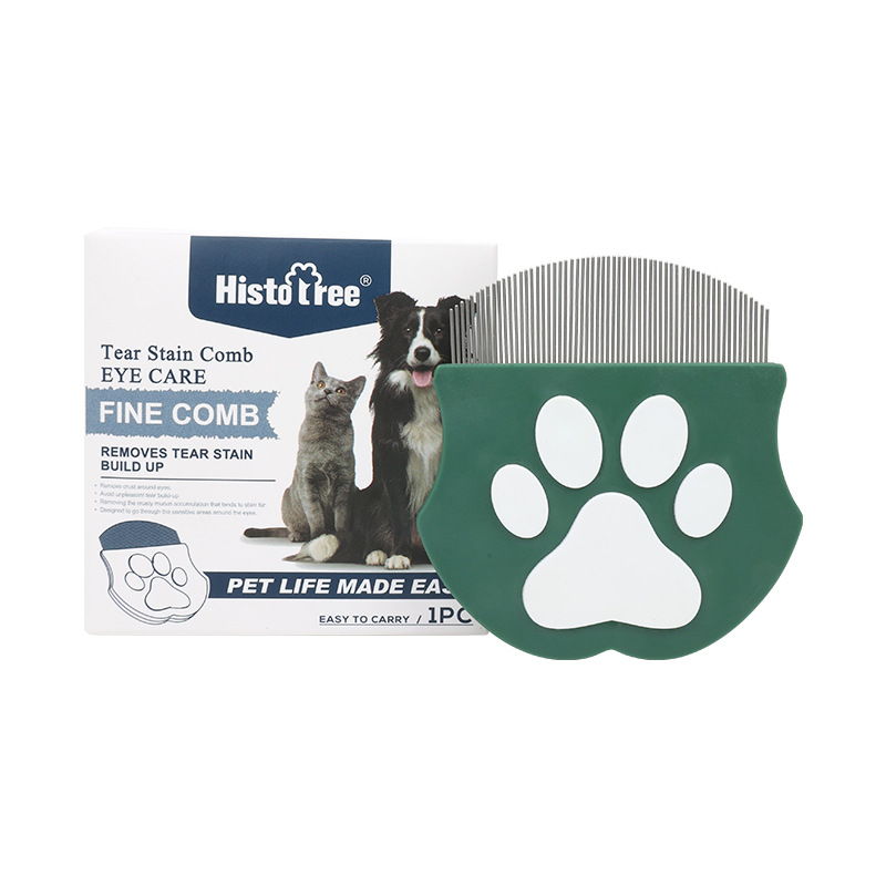 Olive green Pet Grooming Comb – Fine-Toothed Flea Remover with Non-Slip Grip for Cats and Dogs - Image 1